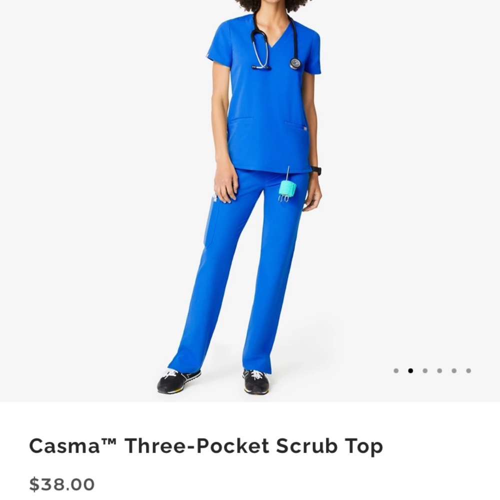Figs small royal blue casma scrub top and pants